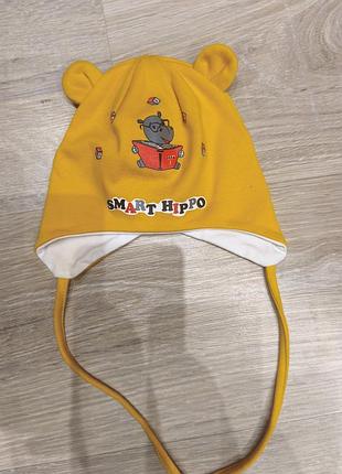 Шапка для немовлят smart hippo жовта з малюнком