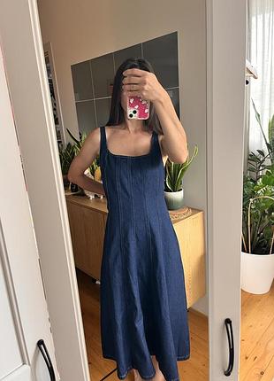 Шикарне джинсове плаття сарафан h&m m/l денім 7