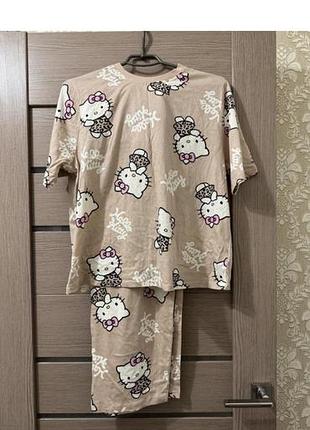 Піжамний комплект жіночий primark hello kitty бежевий 2xl