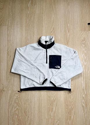 Толстовка жіноча the north face флісова молочна з чорними вставками xs-s
