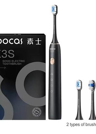 Электрическая звуковая зубная щетка soocas x3s (черная) + 2 насадки в комплекте