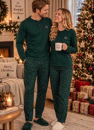 Парные пижамы в стиле family look «новогодние леденцы» лонгслив и штаны