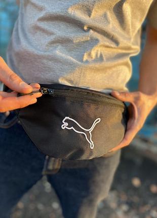 Чорна сумка puma через плече, компактна бананка чоловіча 34×14 см