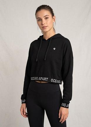 Черное укороченное худи oceans apart (размер m / crop hoodie)