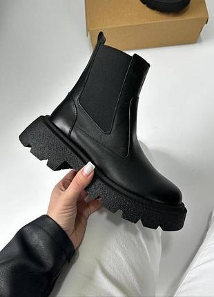 Жіночі черевики челсі garti 39 р (25см) чорні шкіряні