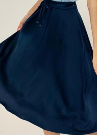 Довга спідниця жіноча zara атласна синя s