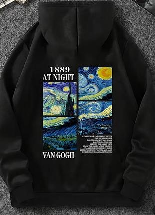 Худі van gogh чорне з принтом "зоряна ніч"