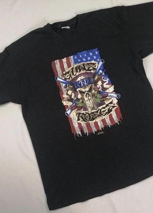 Винтажная футболка guns n roses skull &amp; flag, официальный мерч gnr