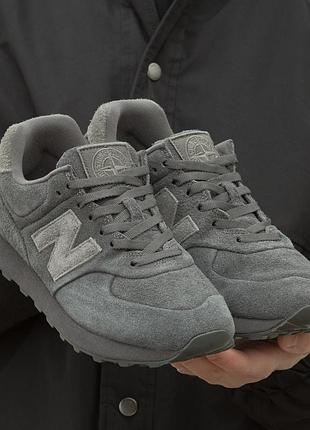 Кросівки чоловічі new balance 574 x stone island ghost pack dark grey