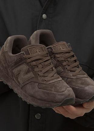 Кросівки чоловічі new balance 574 x stone island ghost pack dark brown