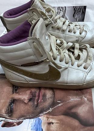 Кросівки дитячі nike шкіряні білі з фіолетовим