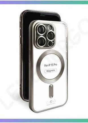 Чохол magsafe для apple iphone 15 pro сірий матовий накладка з захистом камери для смартфона sku_2710000298069