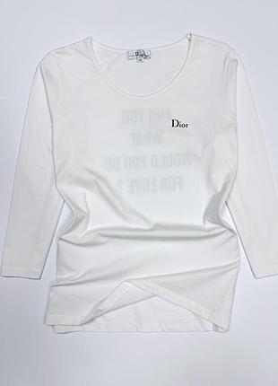Dior uniforms женская белая кофта лонгслив футболка рукав 3/4 с логотипом оригинал
