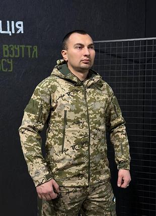 Куртка tactical софтшел піксель утеплена на флісі mm14