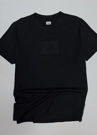 Cp company чоловіча чорна футболка базова з логотипом оригінал