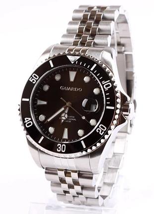 Мужские механические часы guardo professional sa03015-1 стальной корпус водозащита 50 м чёрный циферблат с датой
