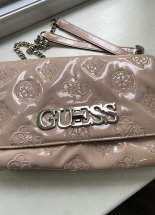 Сумка жіноча guess нюдова лакована