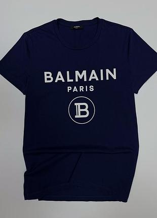 Balmain paris мужская базовая темно синяя футболка с логотипом