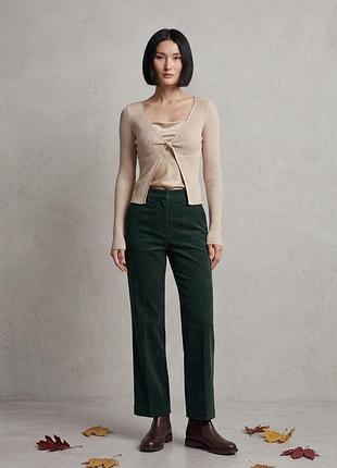 Жіночий кардиган h&m бежевий в рубчик з вузлом (xs-s)