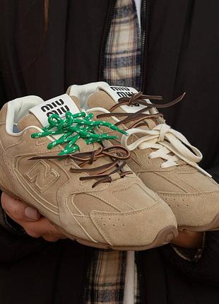Кроссовки женские new balance x miu miu 530 sl suede sneakers ecru