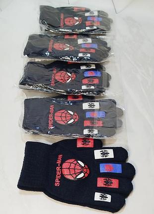 Детские перчатки 5 6 6 7 лет, spider-man, человек-паук, одинарные демисезонные осенние перчатки для мальчиков