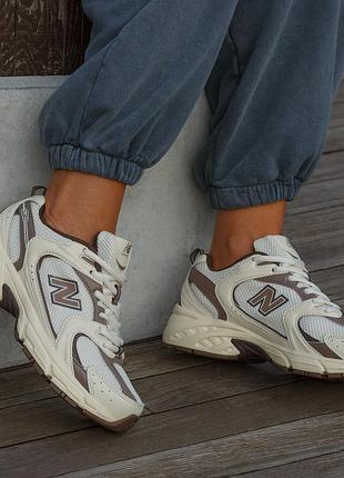 Кроссовки женские new balance 530 white beige brown