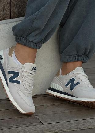 Кросівки жіночі new balance 574 classic beige blue