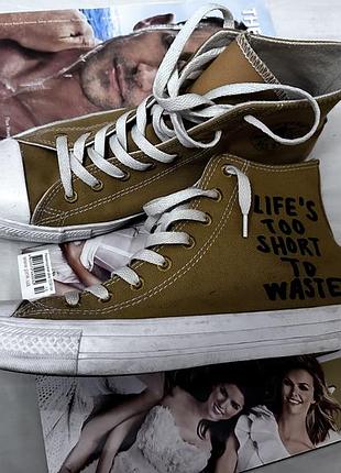 Кеди унісекс converse all star хакі з написами