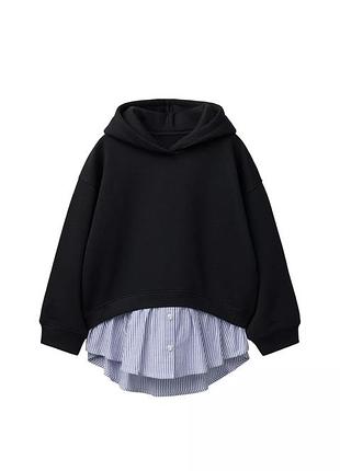 Світшот для дівчинки zara чорний з імітацією сорочки 9-10 років