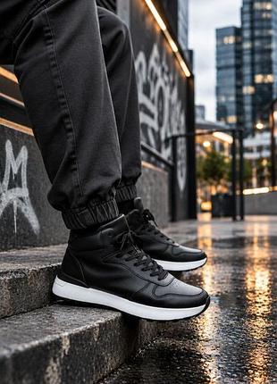Мужские высокие кроссовки в черном цвете swin shoes! 41-46р