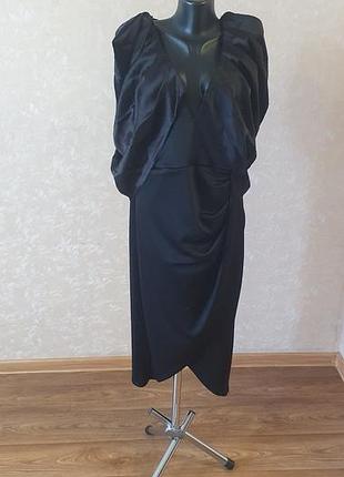 Черное вечернее платье миди asos design curve с открытой спиной и глубоким вырезом (48 / xl)
