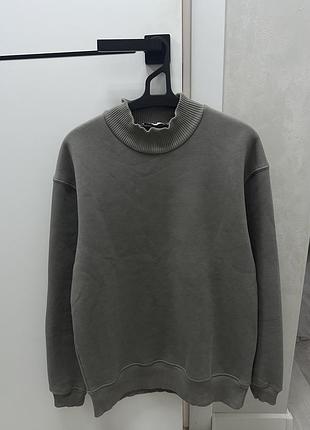 Світшот чоловічий zara сіро-оливковий з високим горлом розмір m