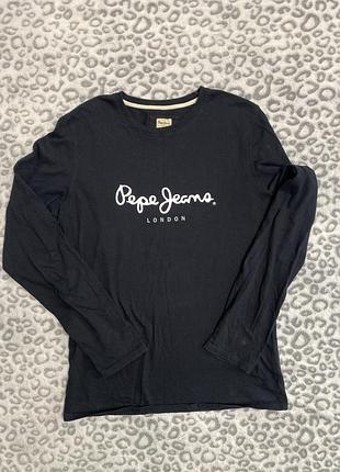 Фірмовий чорний лонгслів / кофта pepe jeans london (slim fit)