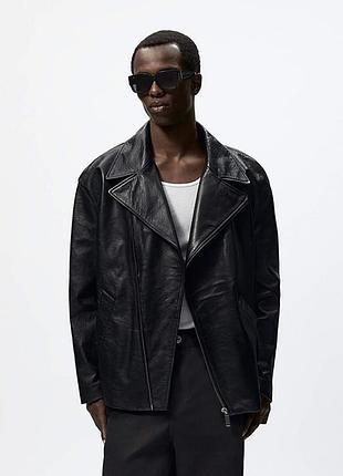 Куртка чоловіча zara man шкіряна чорна розмір м