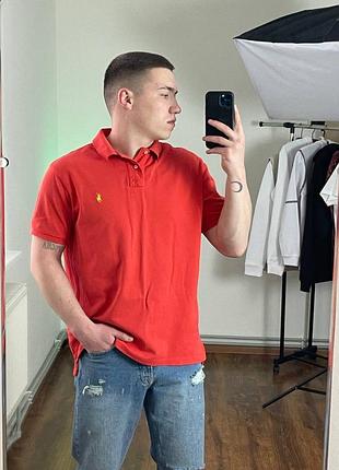 1375 / помаранчеве поло polo ralph lauren з вершником на грудях, лого, логотип, ральф лорен