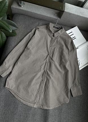 Поплінова оверсайз сорочка кавового кольору