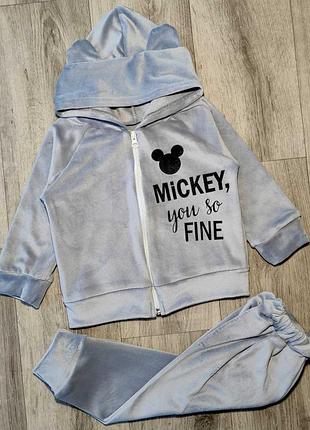 Костюм велюровый на меху "mickie mouse" серый