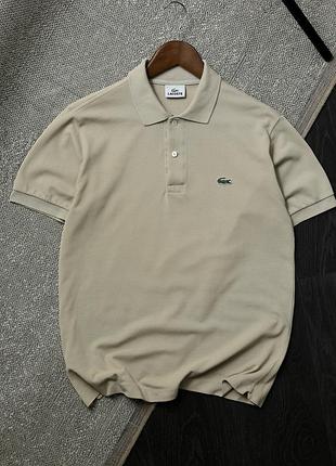 Поло чоловіче lacoste l1212 бежеве, розмір s, 100% бавовна