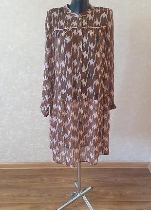 Нова шифонова сукня міді in front sandra dress коричнева з люрексом біркою (m)