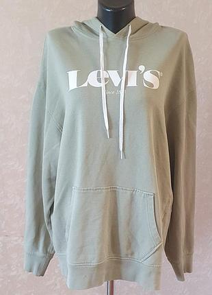 Каральниковое худи оверсайз levi's оригинал кофта с капюшоном и большим логотипом (m)