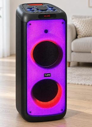Акумуляторна портативна колонка zpx zx-7789 800 вт 2×10″ + бездротовий мікрофон