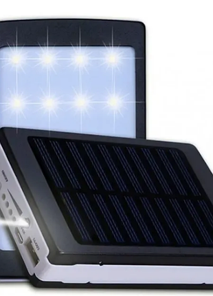 Портативная зарядка power bank metal led solar 20000 mah солнечная панель + фонарь
