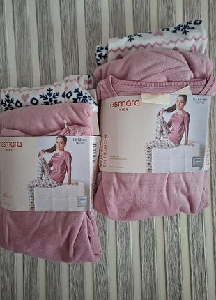Новая теплая плюшевая пижама esmara kids для девочки (кофта + лосины/брюки).