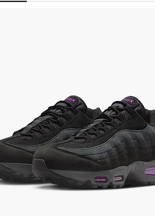 Кросівки nike air max 95 чорні з фіолетовими вставками (довжина устілки 25 см)
