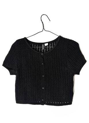 Чорна вʼязана блуза кардиган h&amp;m