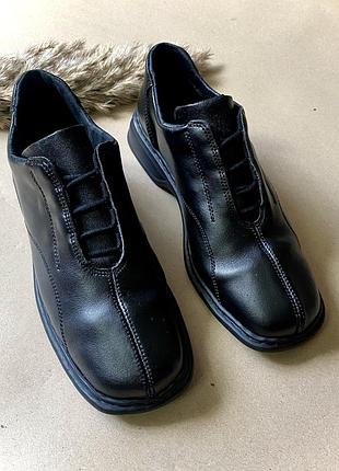 Туфлі шкіряні чорні жіночі schuhmann 37 розмір устілка 23.5 см | плоска підошва