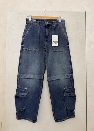 Джинси для підлітків zara kids карго сині 152 см