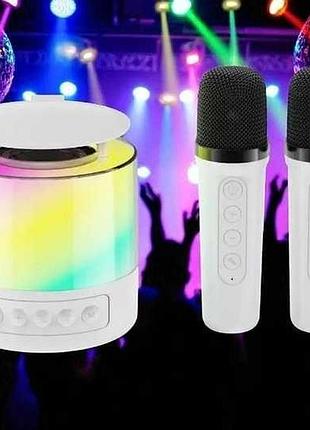 Портативна акустична колонка k19 з bluetooth та led-підсвічуванням для караоке білий