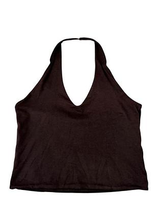 Коричневий топ з відкритою спиною cotton on