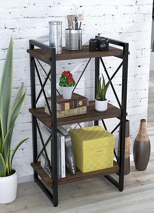 Стеллаж loft design скиф-3-550 орех модена, 3 полки, 1000х550х400 мм, металлический каркас